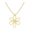 Flower Shaped Ball CZ Silver Necklace SPE-3668